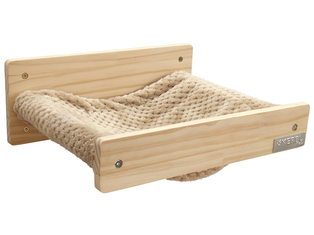 Nástěnné odpočívadlo pro kočky KERBL 80917 TIMBER 38x33,5x16cm, přírodní/taupe