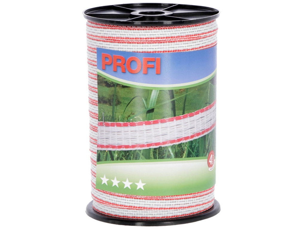 Ohradníková páska KERBL 59500 PROFI 12mm, 200m, 4 x 0,30 TriC, bílá/červená