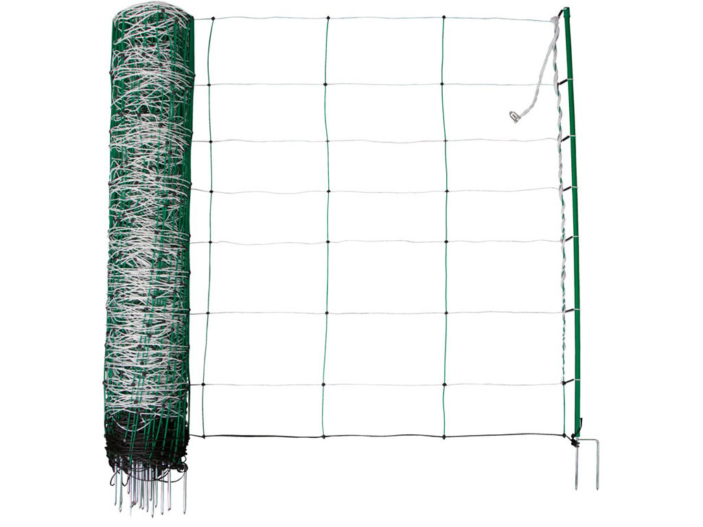 Síť pro elektrický ohradník pro ovce, kozy KERBL 27328 TITANNET 108 cm x 50 m / 2 hroty, bílozelená