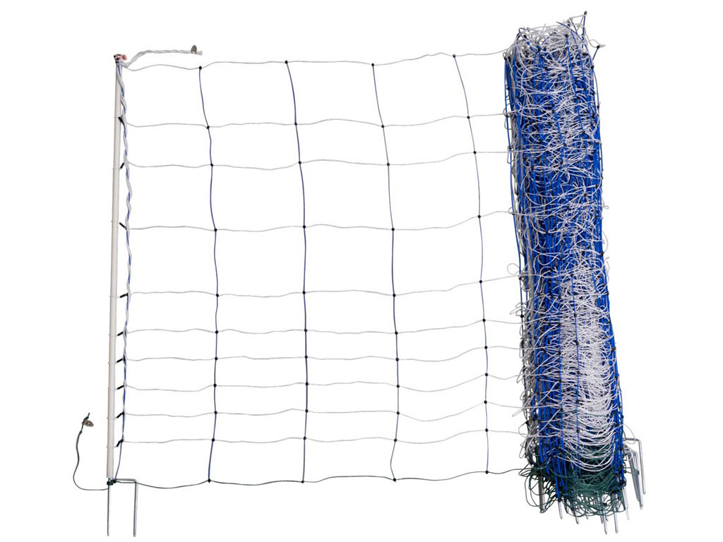 Vodivá ohradníková síť proti vlkům KERBL 27380 TITANNET 145 cm x 50 m / 2 hroty, bílomodrá