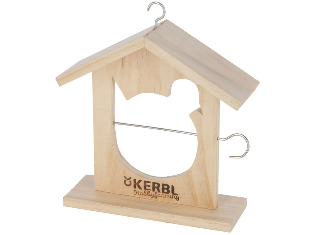 Závěsné krmítko pro ptáky - držák na lojové kuličky KERBL 87042 SOLO, dřevo 17x22x19 cm