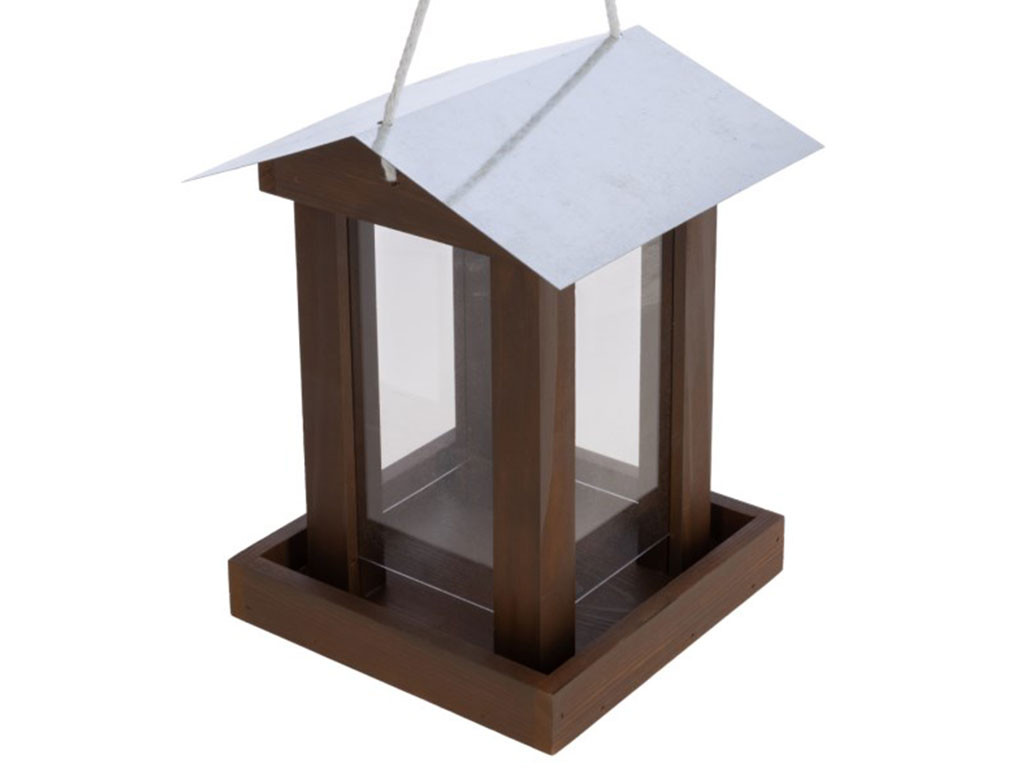 Závěsné krmítko pro ptáky KERBL 87033 JOCHBERG, dřevo/kov 20x20x25,5 cm