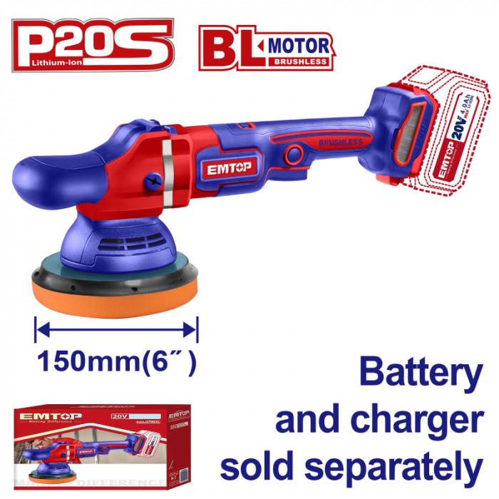 EMTOP Aku leštička 20V 150mm solo