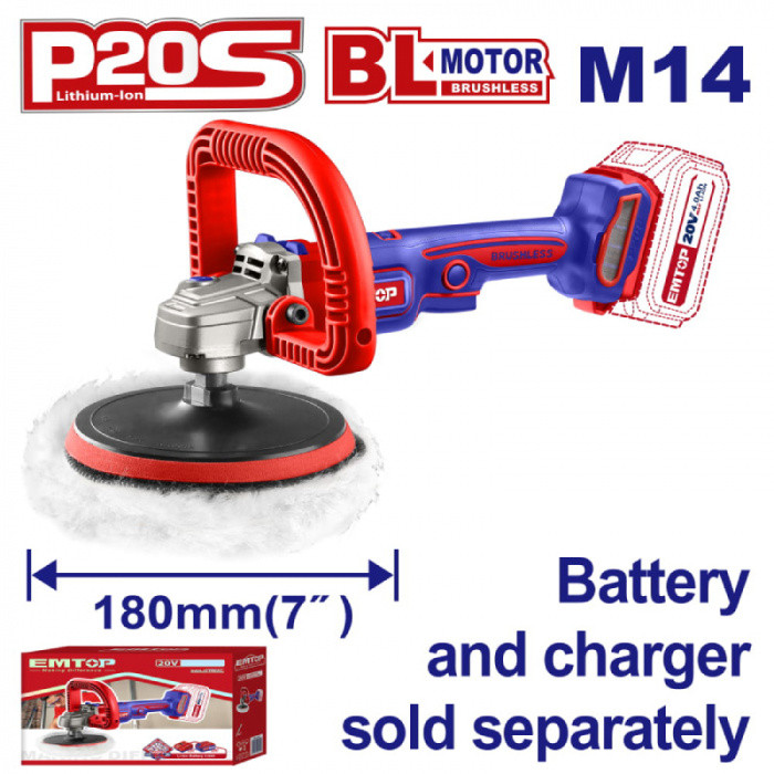 EMTOP Aku leštička 20V 180mm solo