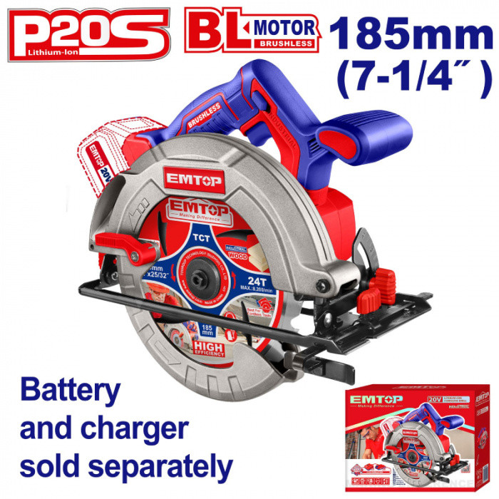 EMTOP Aku okružní pila 20V 185mm solo