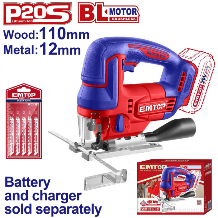 EMTOP Aku přímočará pila 20V 110mm solo