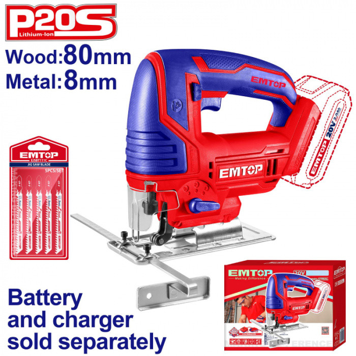 EMTOP Aku přímočará pila 20V 80mm solo