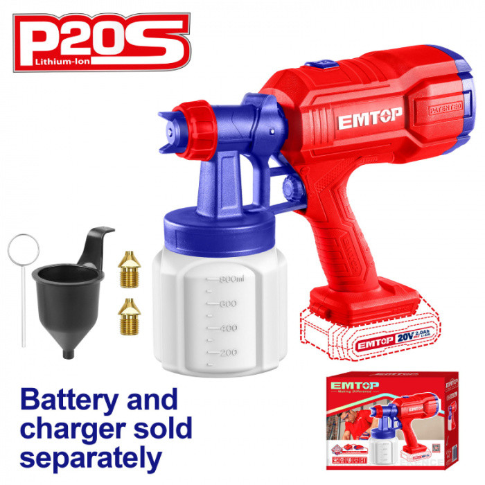 EMTOP Aku stříkací pistole 20V 800ml solo