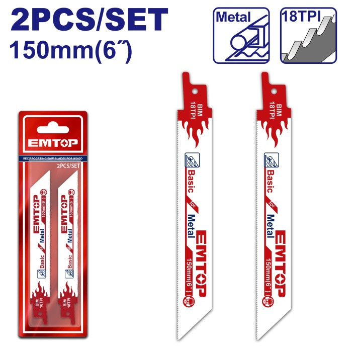 EMTOP Sada 2ks pilových listů pro pilu ocasku 150mm na kov