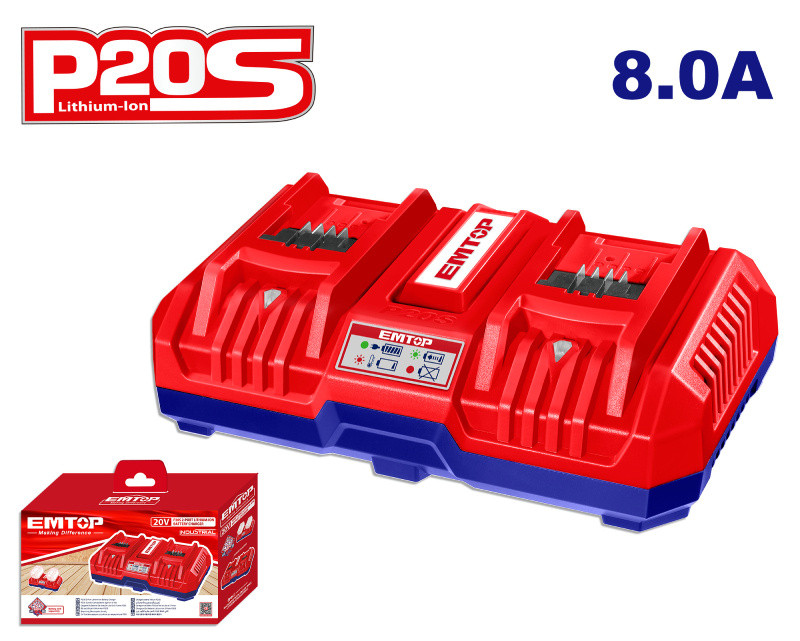 EMTOP Duální nabíječka 20V 8.0A