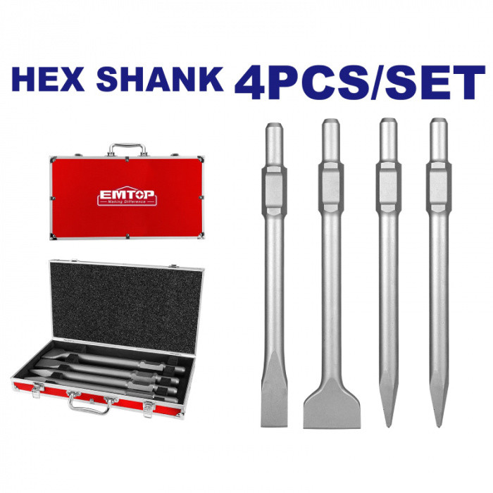 EMTOP Sada sekáčů a špiček SDS-HEX 4ks