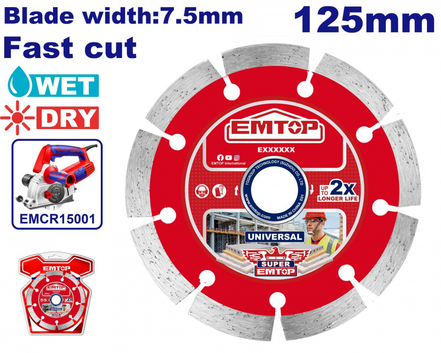 EMTOP Diamantový kotouč 125 x 22,2 mm