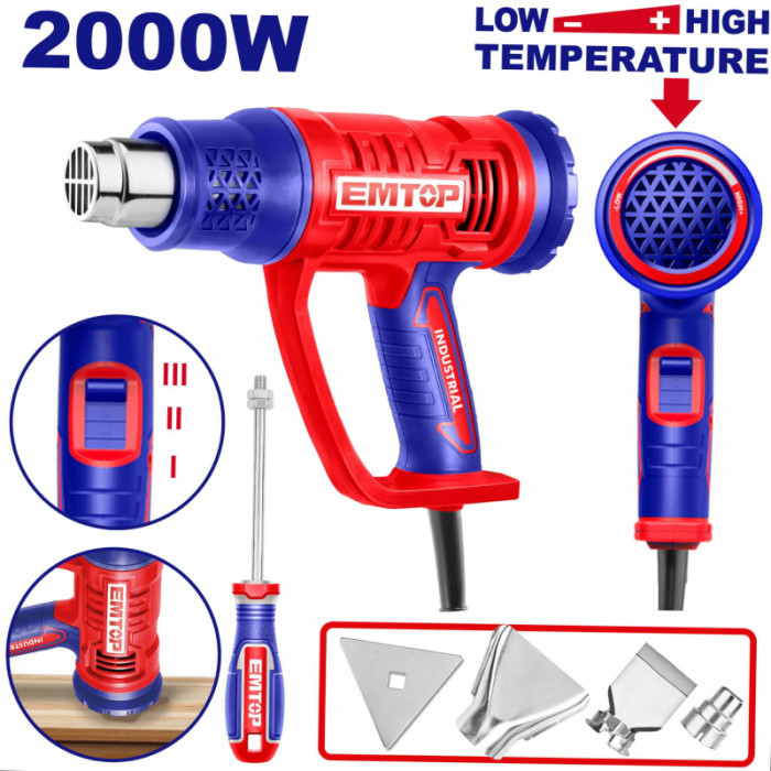 EMTOP Horkovzdušná pistole 2000W 50-550°C