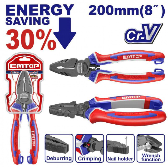 EMTOP Kleště kombinované 200 mm (úspora síly 30%)