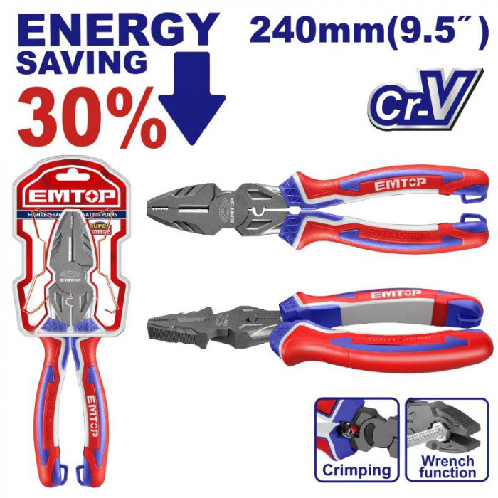 EMTOP Kleště kombinované 240 mm (úspora síly 30%)