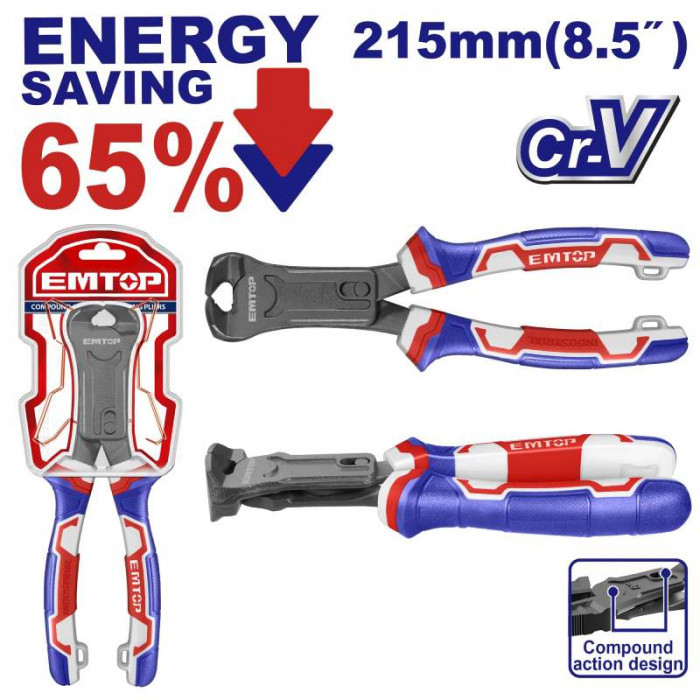 EMTOP Kleště štípací čelní převodové 215 mm (úspora síly 65%)