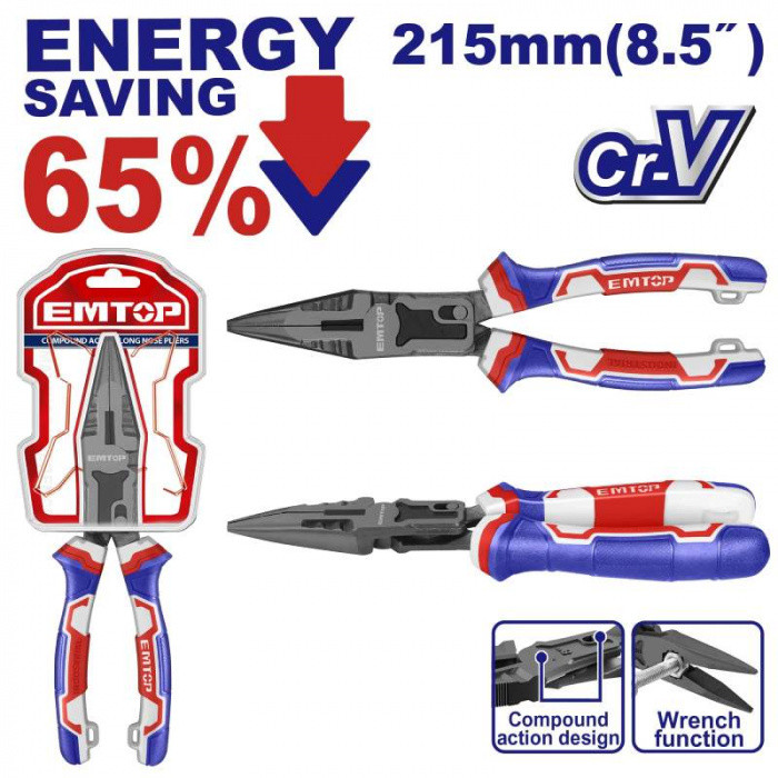 EMTOP Kleště půlkulaté převodové přímé 215 mm (úspora síly 65%)