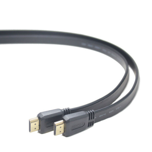 Kabel propojovací HDMI 1.4 + Ethernet plochý , zlacené konektory, 1m