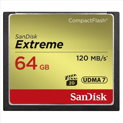 Paměťová karta Sandisk Extreme CF 64 GB 120 MB/s zápis 85 MB/s UDMA7