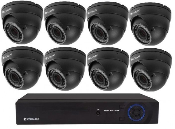Kamerový set Securia Pro NVR8CHV5-B DOME IP, 5Mpx, 8 kamer, PoE NVR, černá