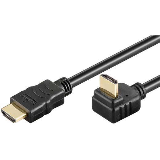 Kabel HDMI High Speed+Ethernet zlacený zahnutý konektor 270° 2m