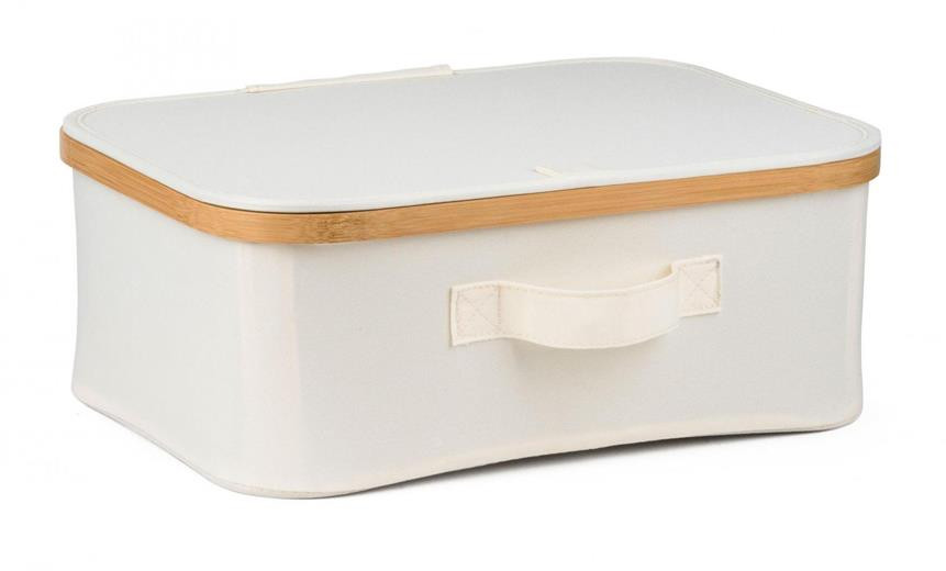 Úložný box G21 40 x 30 x 15 cm, bambusový s víkem, béžový