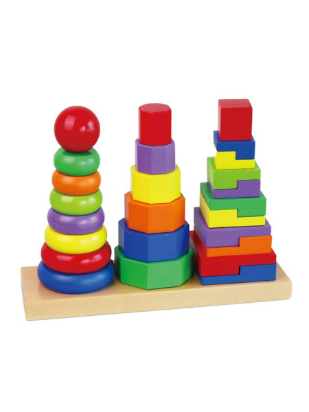 Dřevěné barevné pyramidy pro děti Viga 
