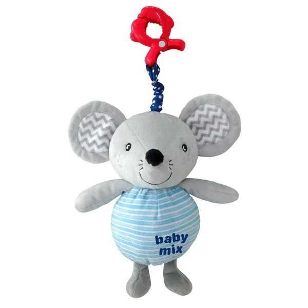 Dětská plyšová hračka s hracím strojkem a klipem Baby Mix Myška
