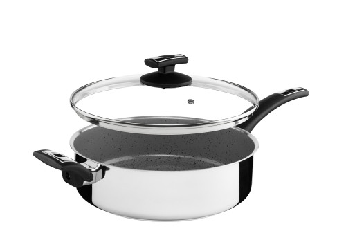 Kolimax Pánev CERAMMAX PRO STANDARD, s rukojetí, s poklicí, průměr 26 cm, objem 3.9 l, šedý GRANIT