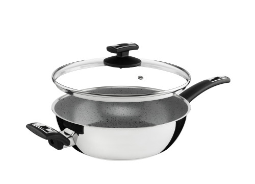Kolimax Pánev CERAMMAX PRO COMFORT, s rukojetí, s poklicí, průměr 26 cm, objem 3.4 l, šedý GRANIT