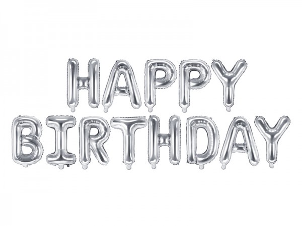 Foliový balónek Happy Birthday, stříbrný 