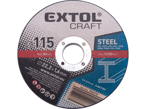 Extol Craft 106910 kotouče řezné na kov 115x1,6x22,2 mm, 5ks