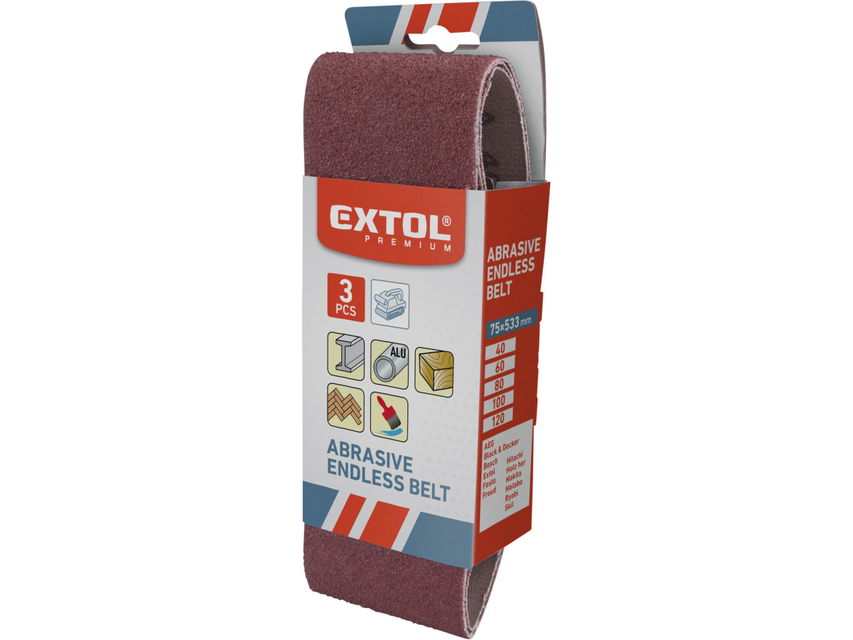 xtol Premium 8803510 plátna brusná nekonečný pás, bal. 3ks, 75x457mm, P100