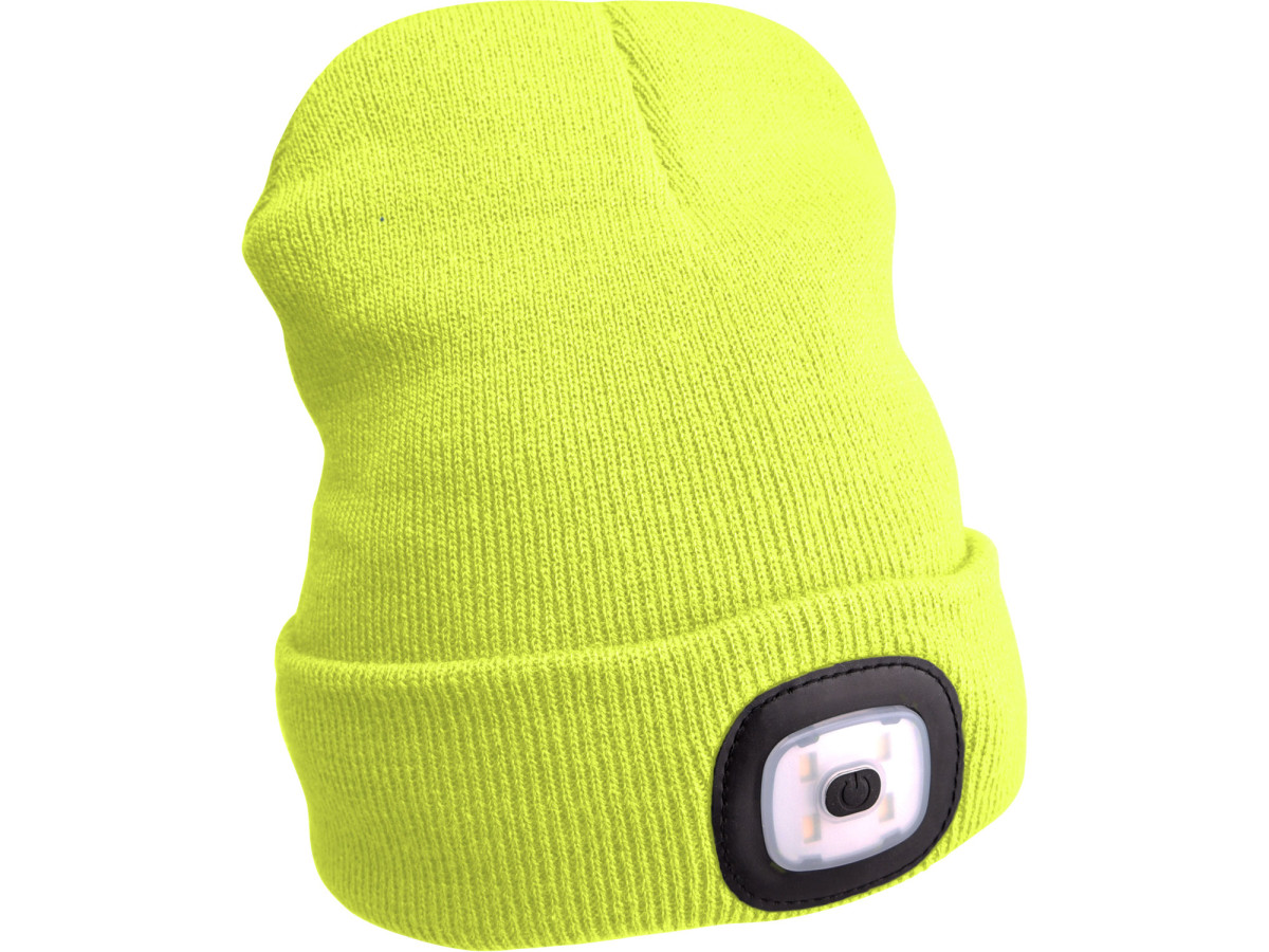 Extol Light 43194 čepice s čelovkou 4x45lm, USB nabíjení, fluorescentní žlutá, univerzální velikost