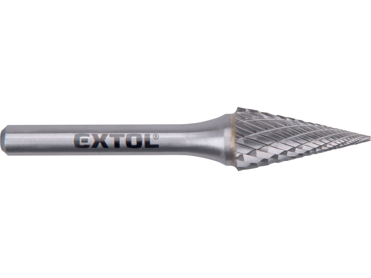 Extol Industrial 8703795 fréza karbidová, konická-jehlan, pr.12x25mm/stopka 6mm,sek střední (double-cut)