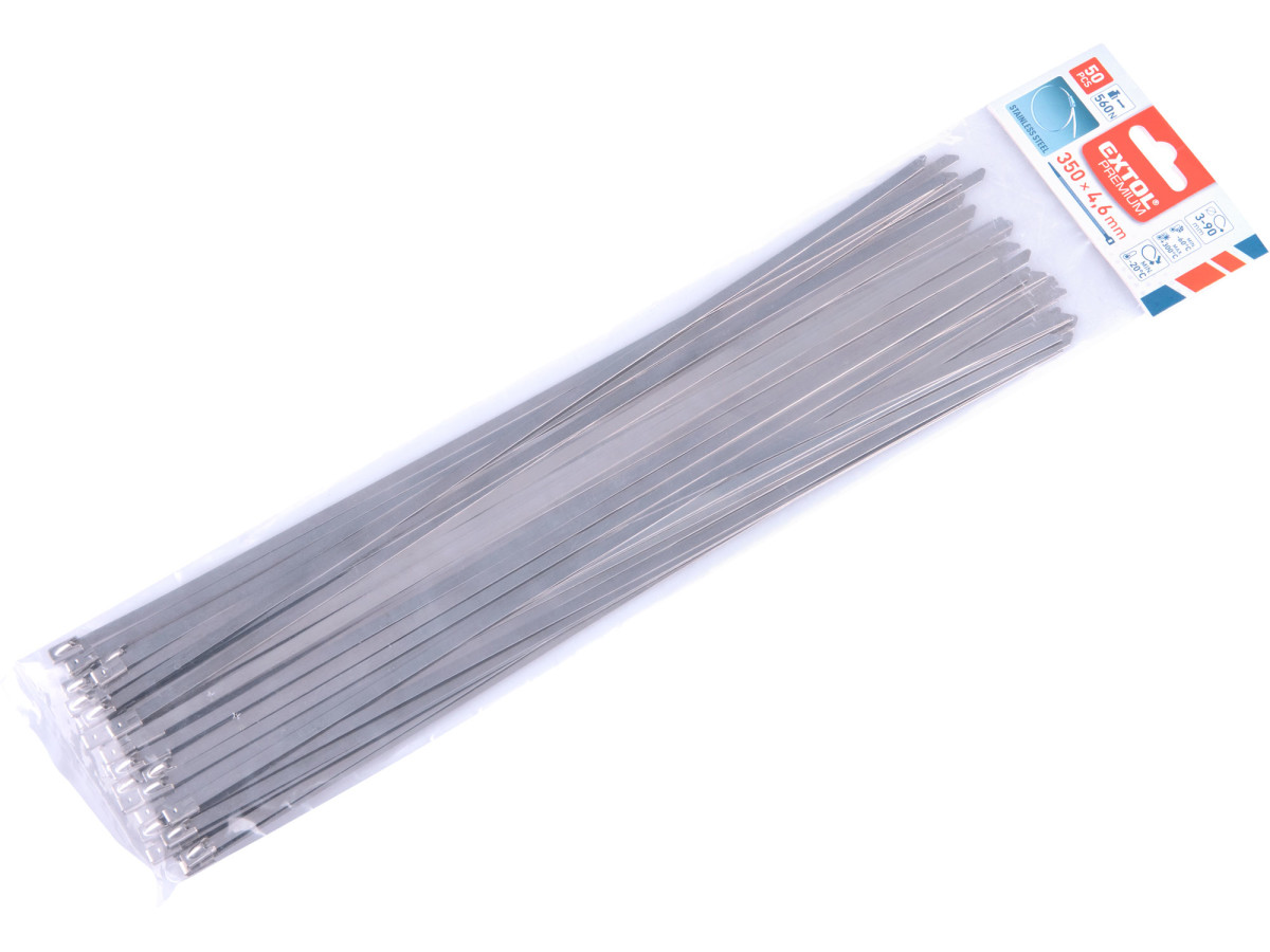 Extol Premium 8856278 pásky stahovací NEREZ, 350x4,6mm, 50ks