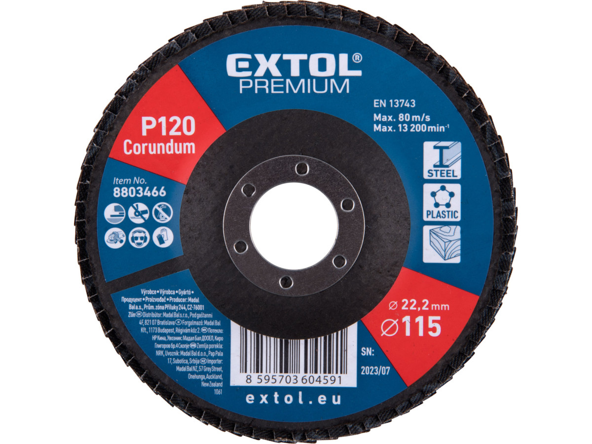 Extol Premium 8803466 kotouč lamelový šikmý korundový, O115mm, P120