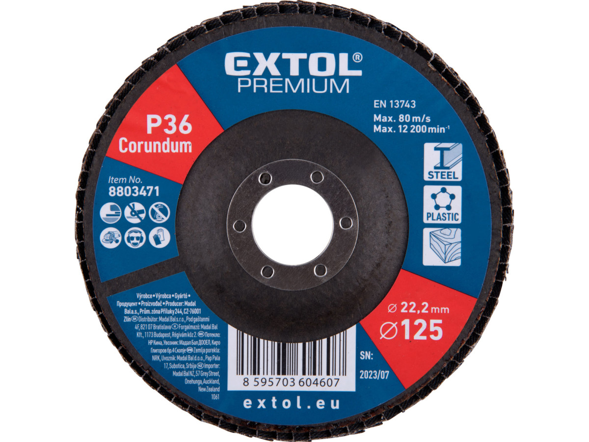 Extol Premium 8803471 kotouč lamelový šikmý korundový, O125mm, P36