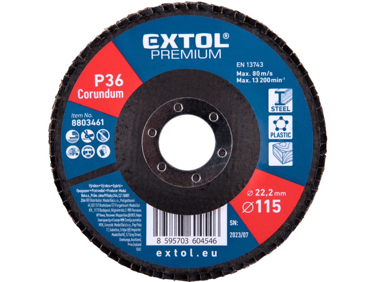 Extol Premium 8803461 kotouč lamelový šikmý korundový, O115mm, P36