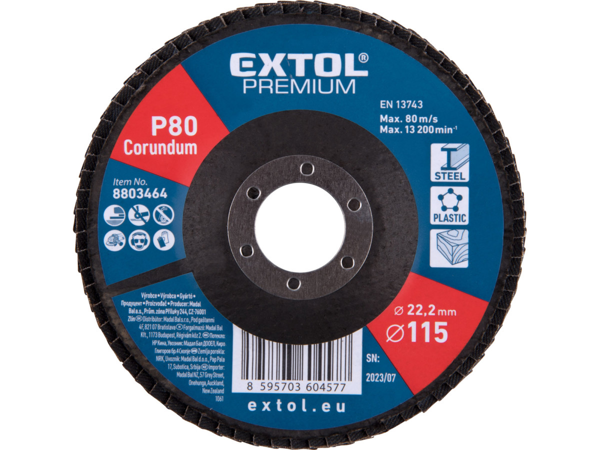 Extol Premium 8803464 kotouč lamelový šikmý korundový, O115mm, P80