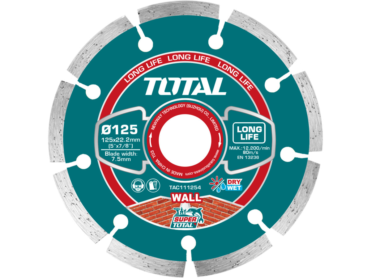 Total TAC111254 kotouč diamantový řezný segmentový, Fast cut, suché i mokré řezání, 125mm, industrial