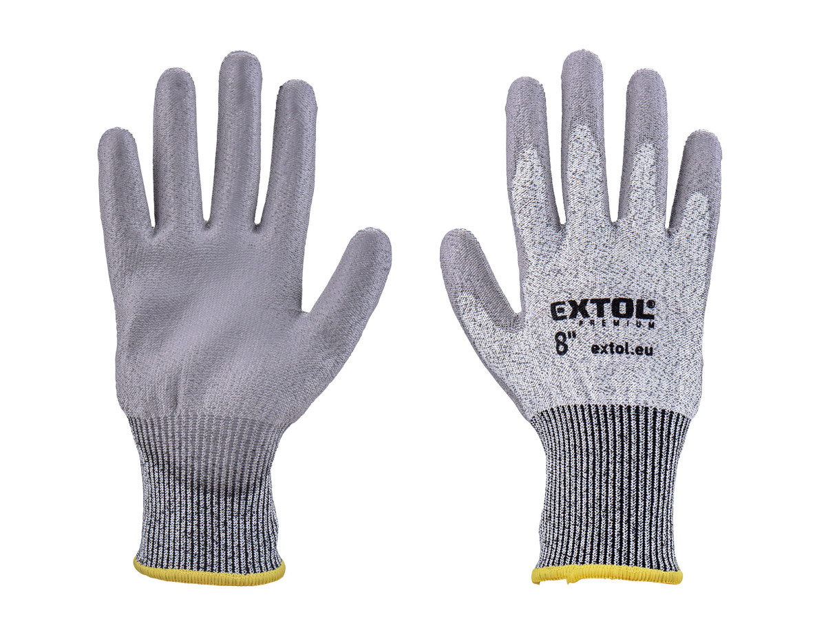 Extol Premium 8856696 rukavice s vysokou odolností proti prořezu, polomáčené v PU, velikost 8