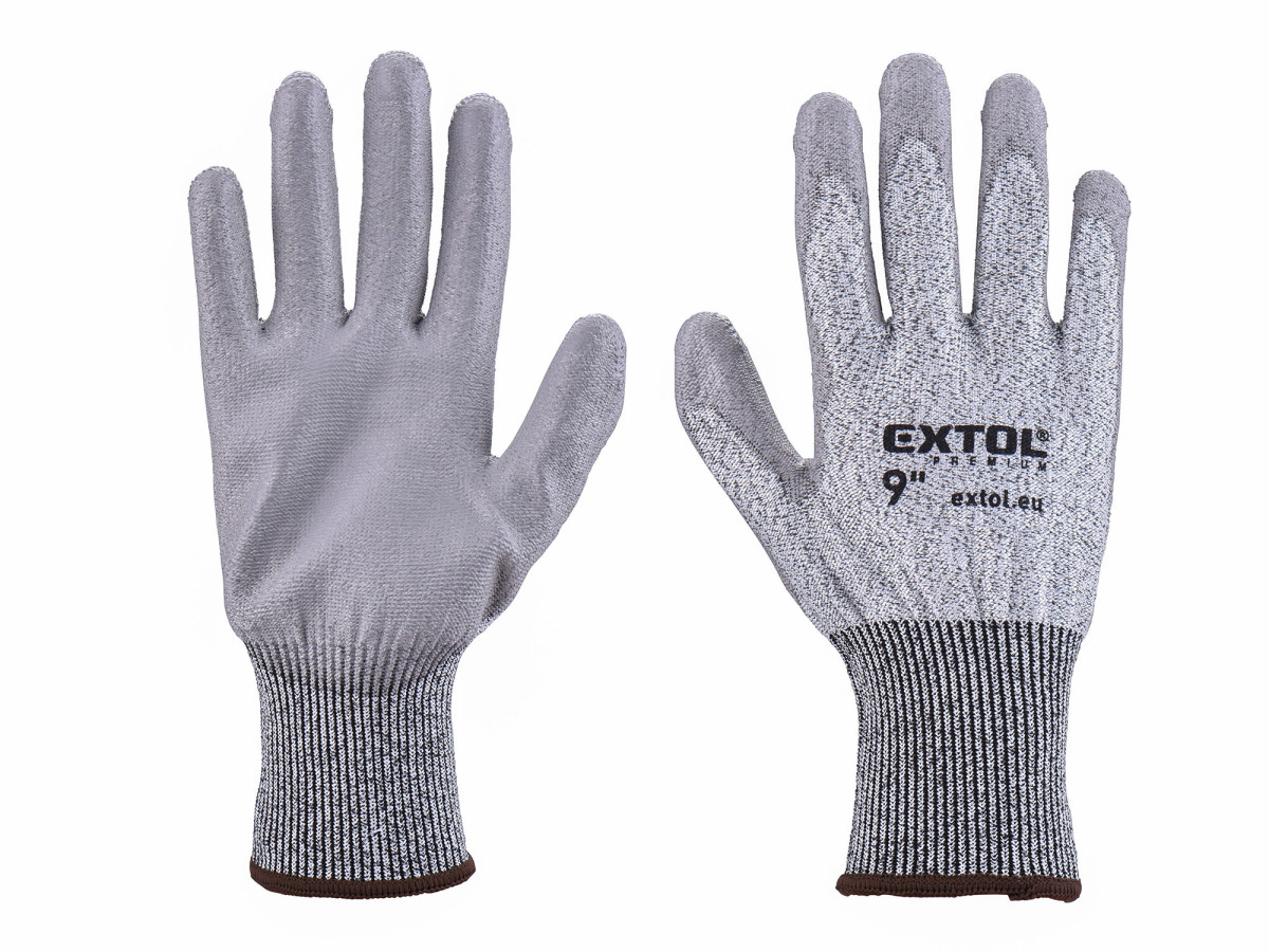 Extol Premium 8856697 rukavice s vysokou odolností proti prořezu, polomáčené v PU, velikost 9