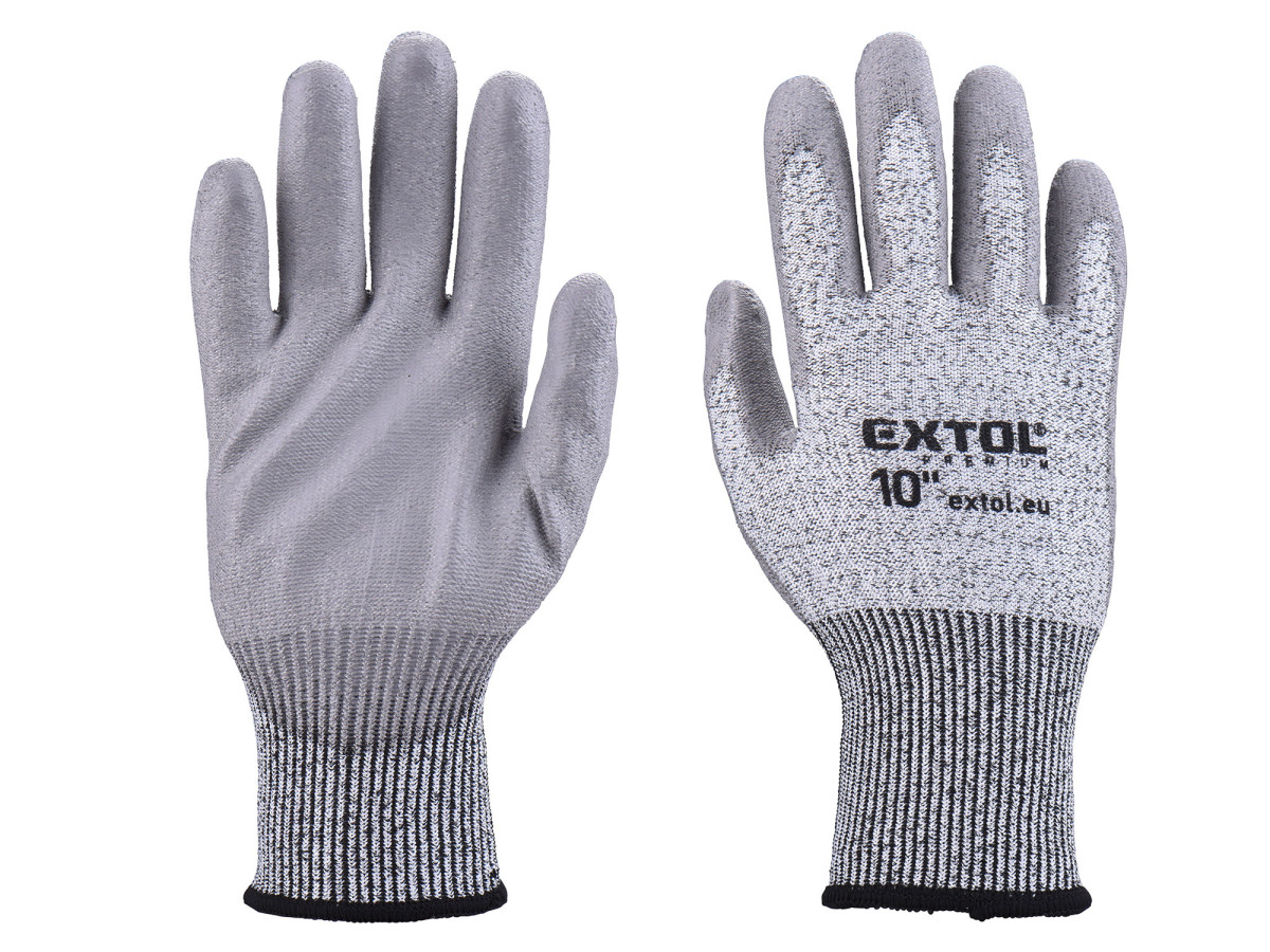 Extol Premium 8856698 rukavice s vysokou odolností proti prořezu, polomáčené v PU, velikost 10