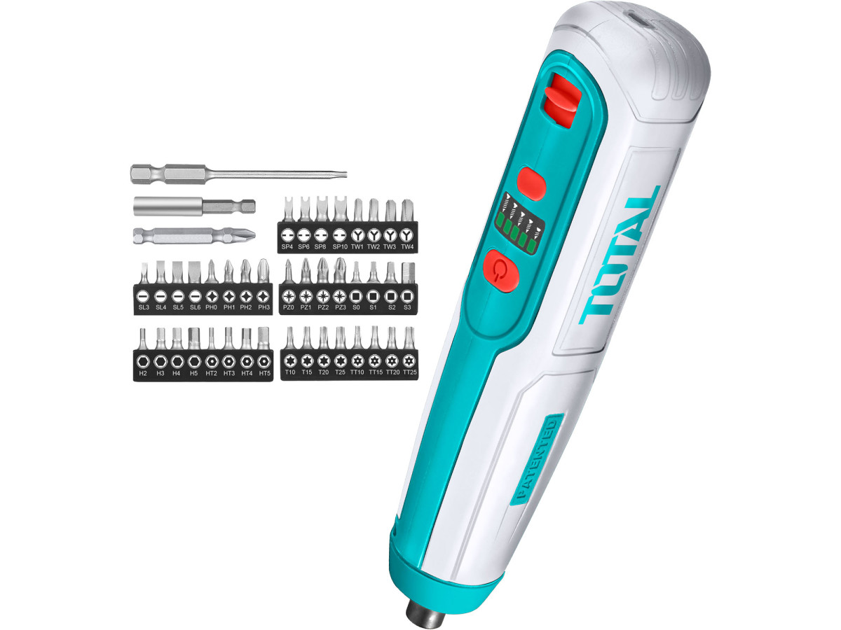 Total TSDLI04062 šroubovák AKU mini, 4V, USB nabíjení, se sadou bitů
