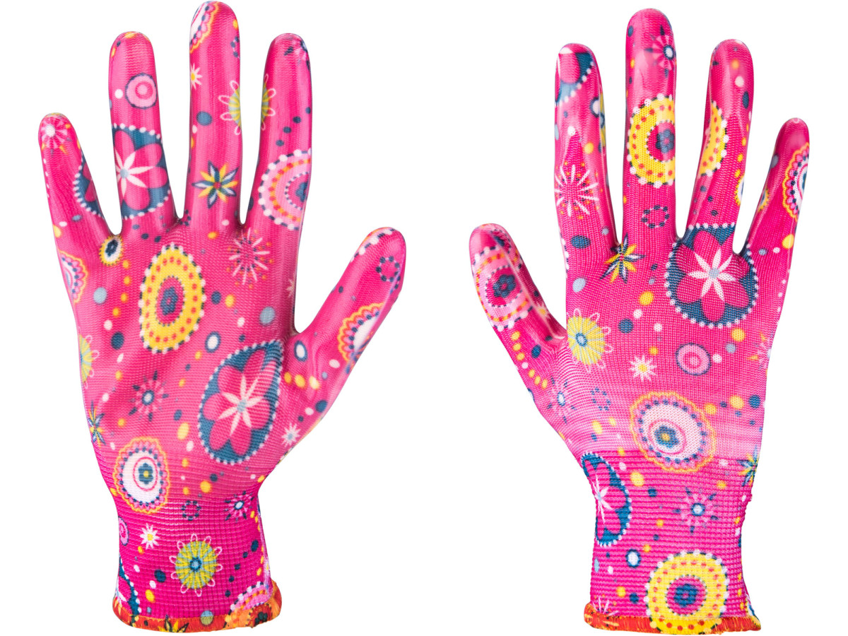 Extol Lady 8856674 rukavice zahradní polyesterové, polomáčené v nitrilu, velikost 8