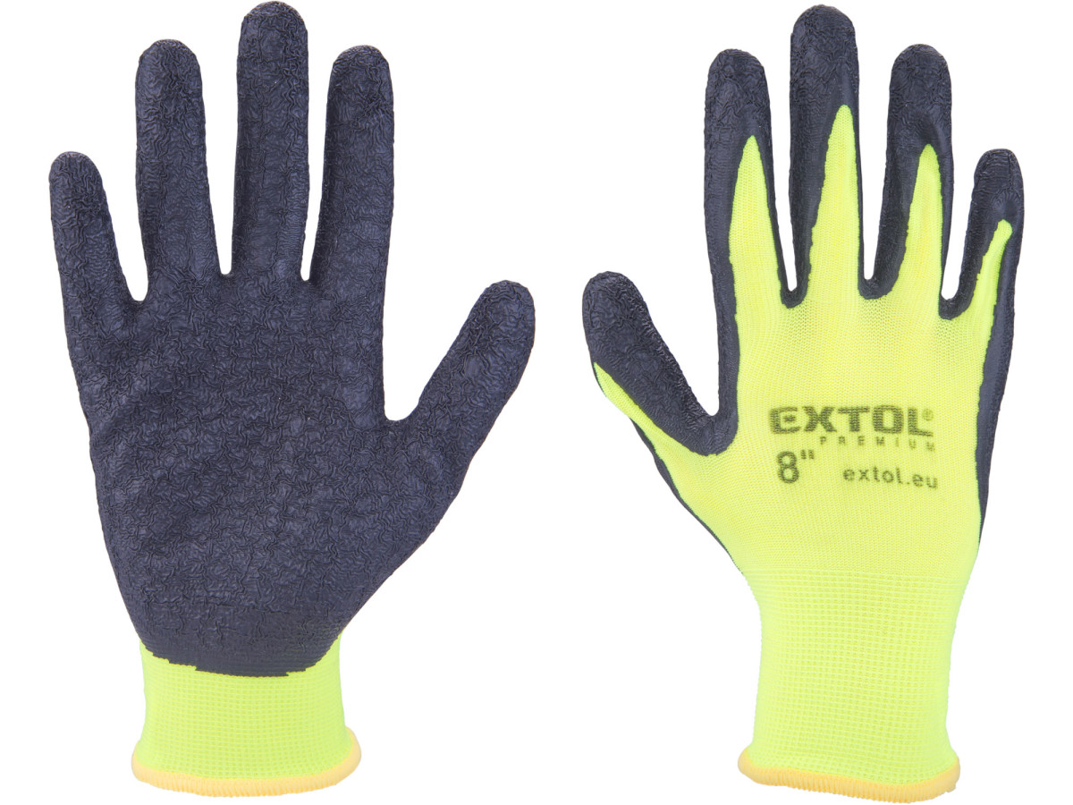 Extol Premium 8856644 rukavice nylonové, bezešvé, polomáčené v latexu, velikost 8