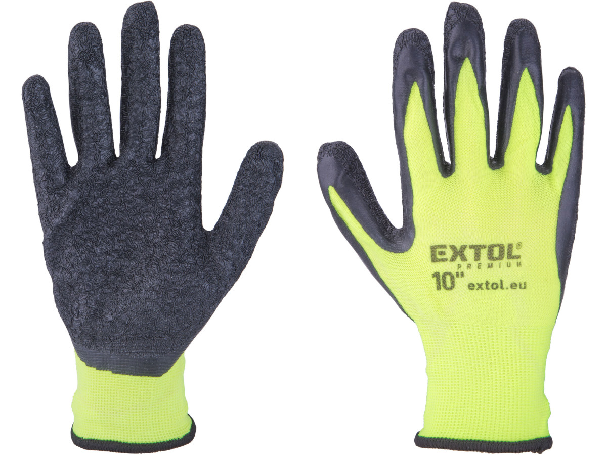 Extol Premium 8856646 rukavice nylonové, bezešvé, polomáčené v latexu, velikost 10