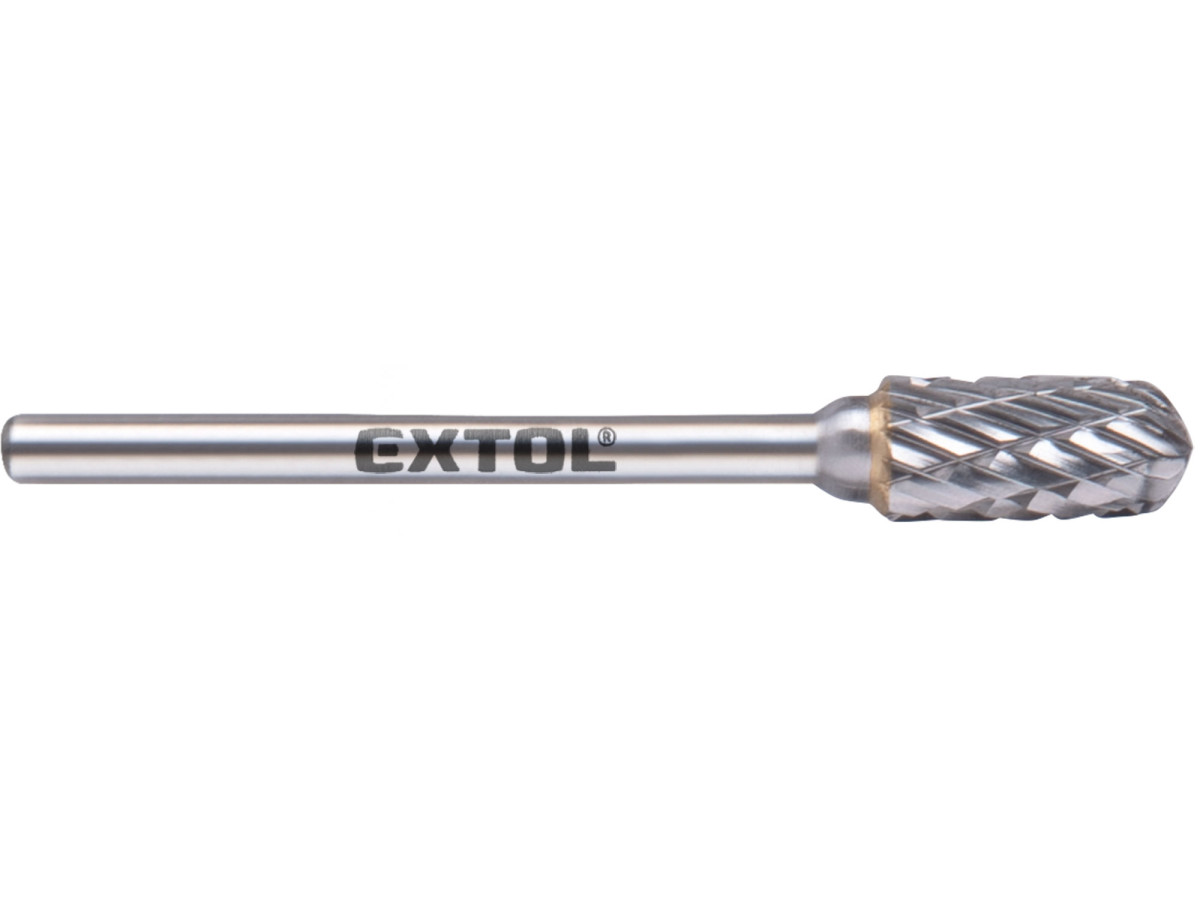 Extol Industrial 8703823 fréza karbidová, válcová s kulovým čelem, ⌀6x13mm, ⌀stopky 3mm, sek střední (double-cut)