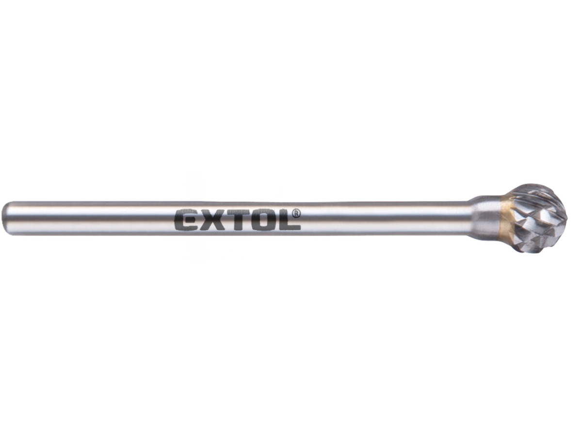 Extol Industrial 8703833 fréza karbidová, kulová, ⌀6mm, ⌀stopky 3mm, sek střední (double-cut)